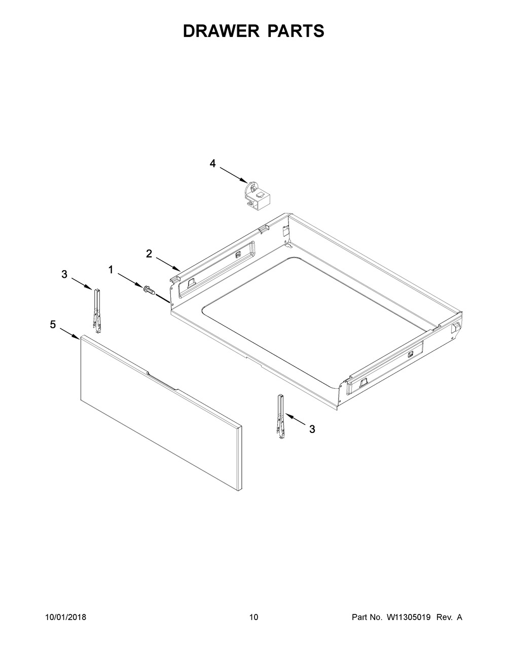 Drawer Parts Diagram and Parts List for ACR4303MFS3  Maytag Range