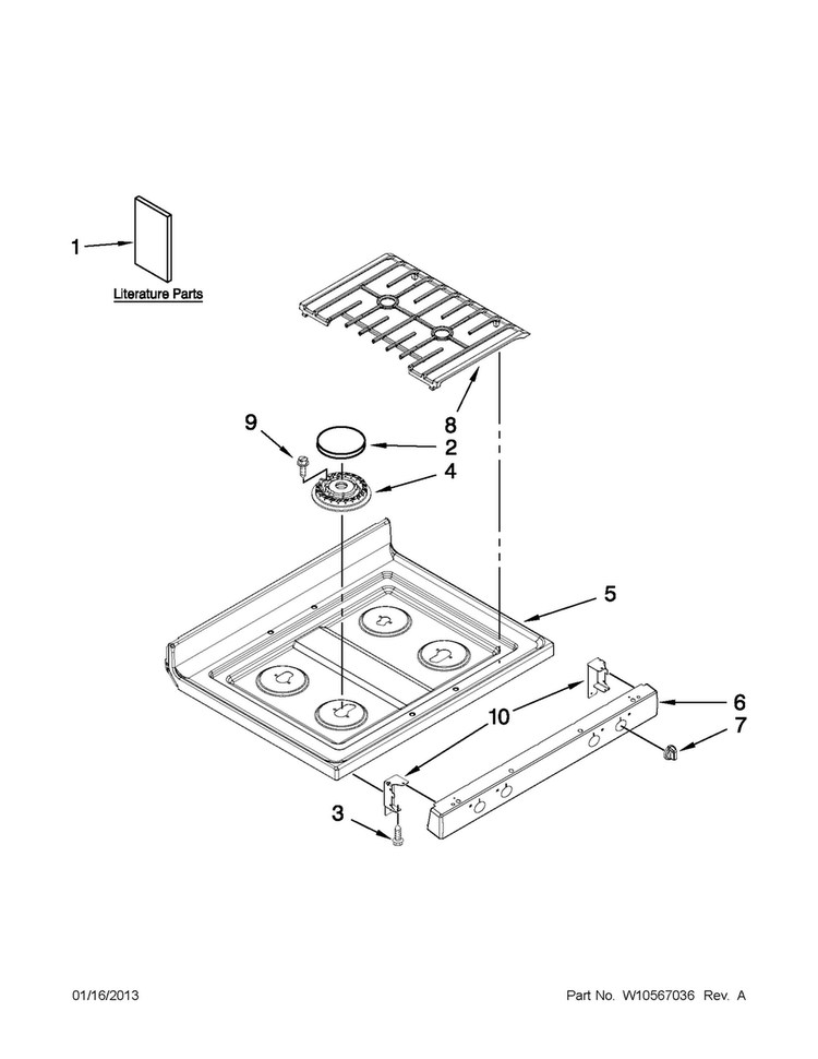Cooktop Parts Diagram and Parts List for MGR7685AS1  Maytag Range