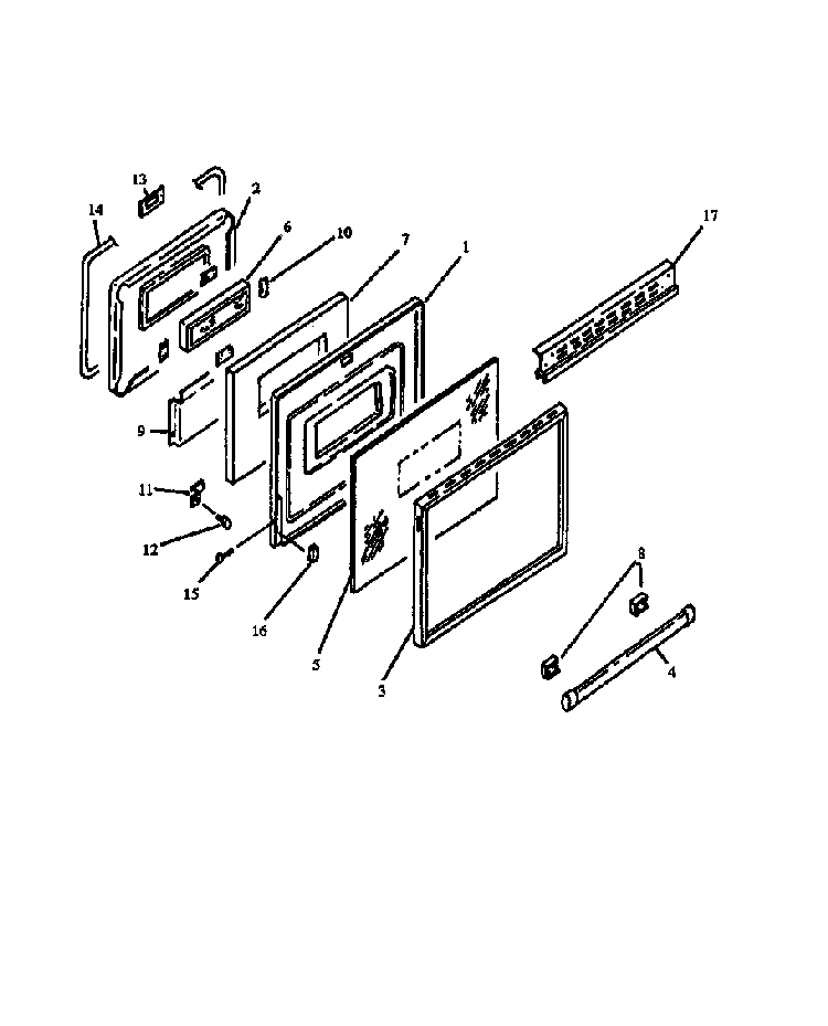 Oven Door Diagram and Parts List for ARR625L-P1130970NL  Amana Range