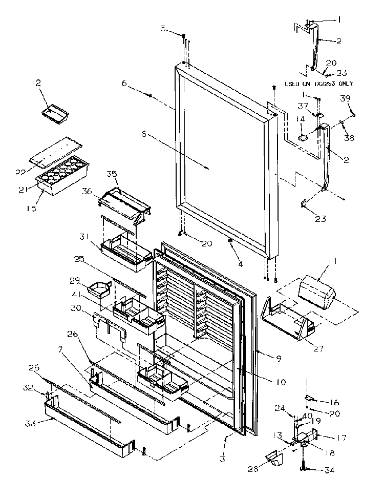 Refrigerator Door Diagram and Parts List for TX22S3L-P1196002WL  Amana Refrigerator