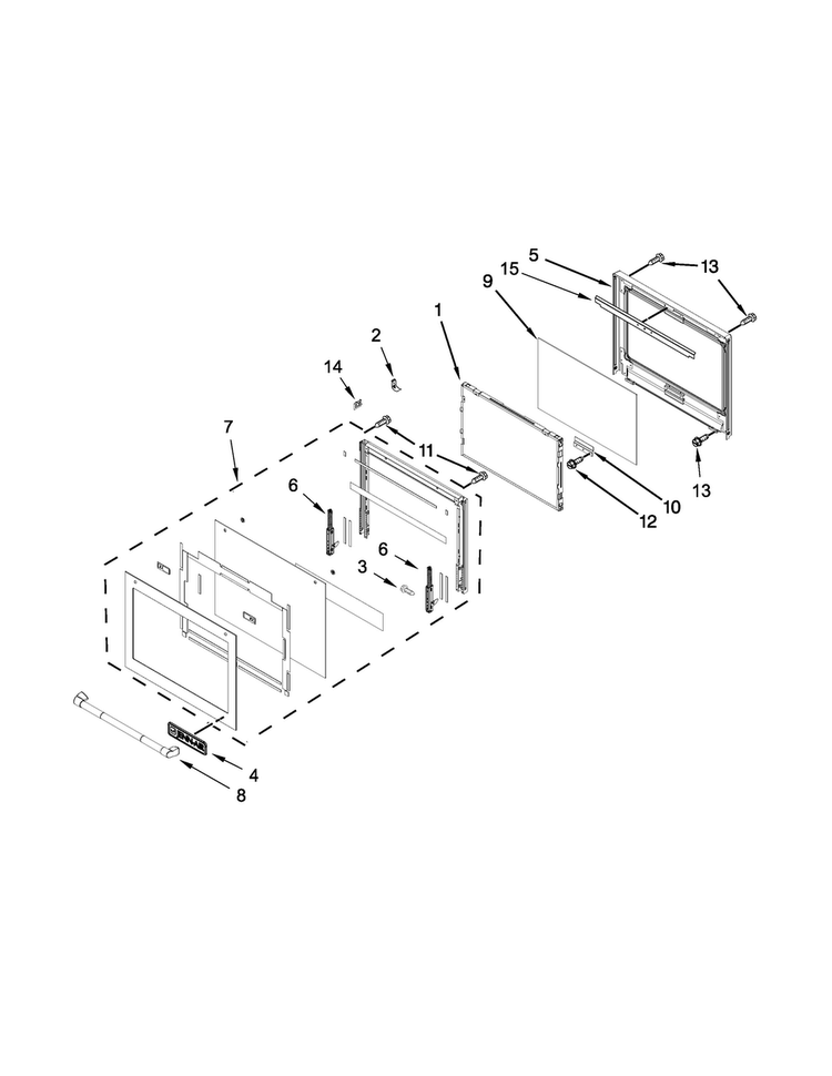 Lower Oven Door Parts Diagram and Parts List for JJW2830DP00  Jenn-Air Wall Oven