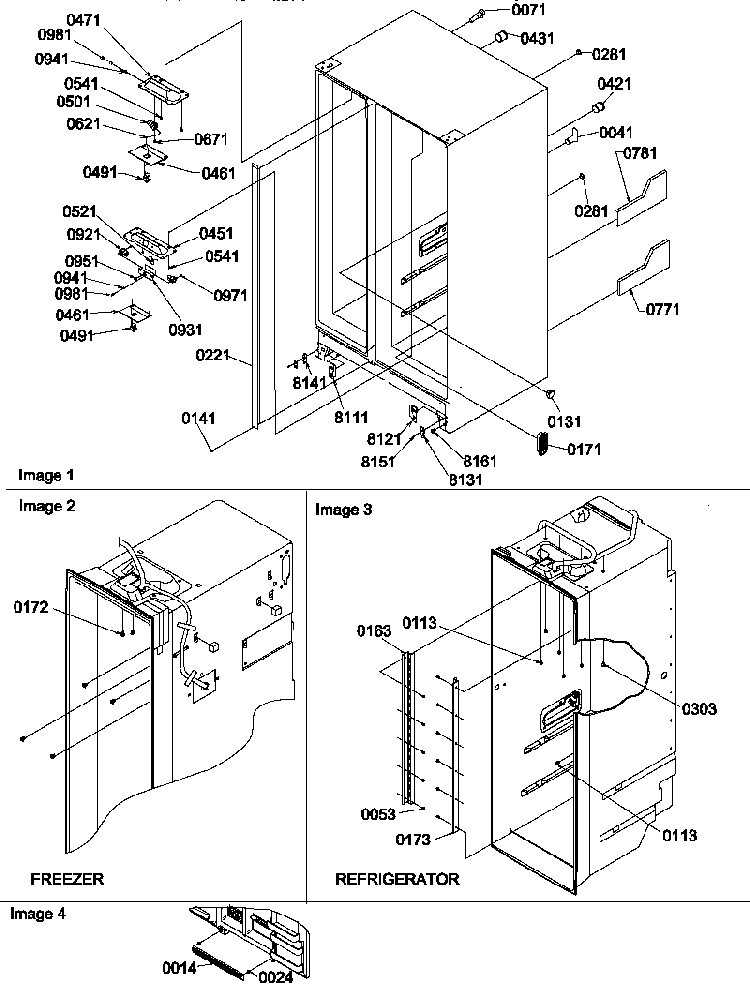 Cabinet Parts And Toe Grille Diagram and Parts List for SX322S2W-P1307302WW  Amana Refrigerator