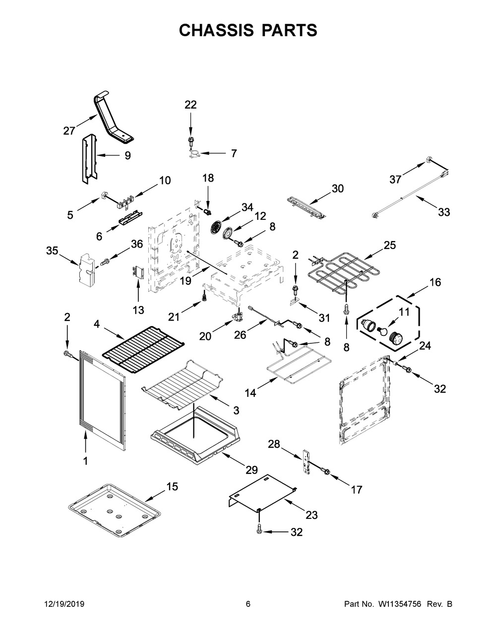 Chassis Parts Diagram and Parts List for YMER8800FW2  Maytag Range