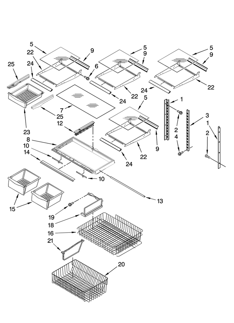 Shelf Parts Diagram and Parts List for ABB1922FED1  Amana Refrigerator