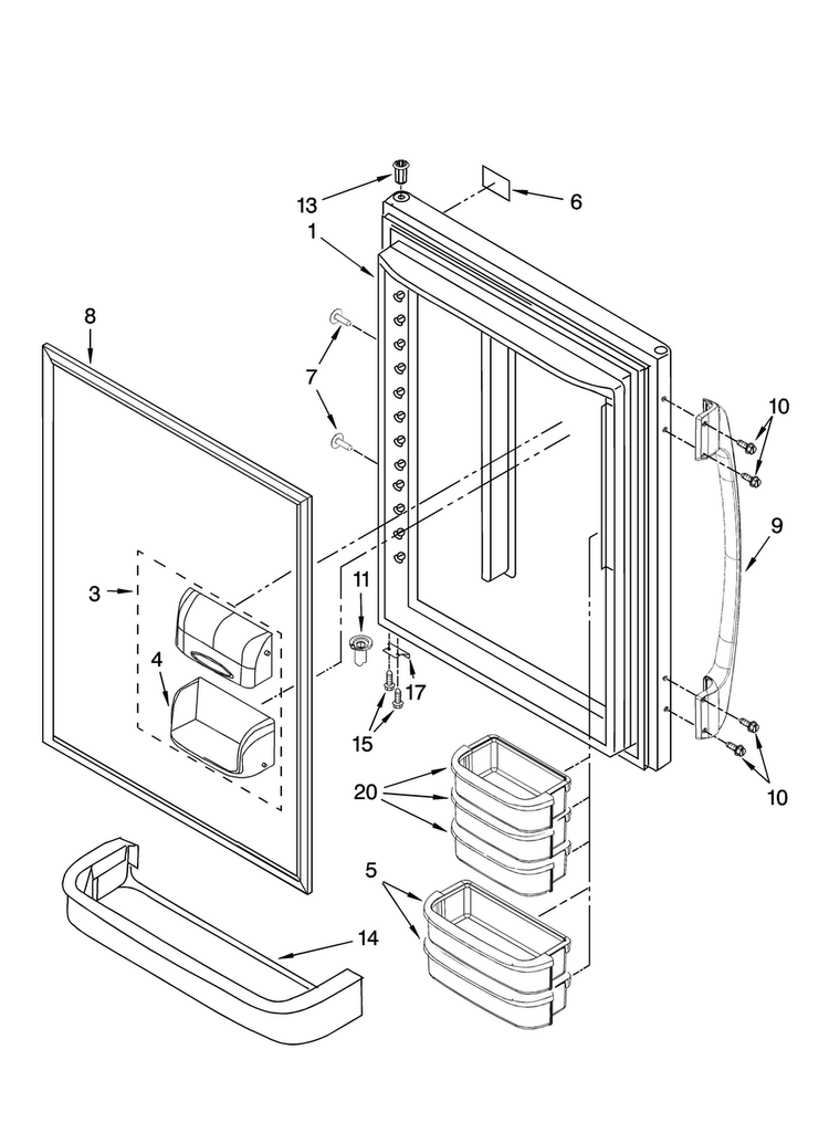 Refrigerator Door Parts Diagram and Parts List for ABB1927VEB1  Amana Refrigerator
