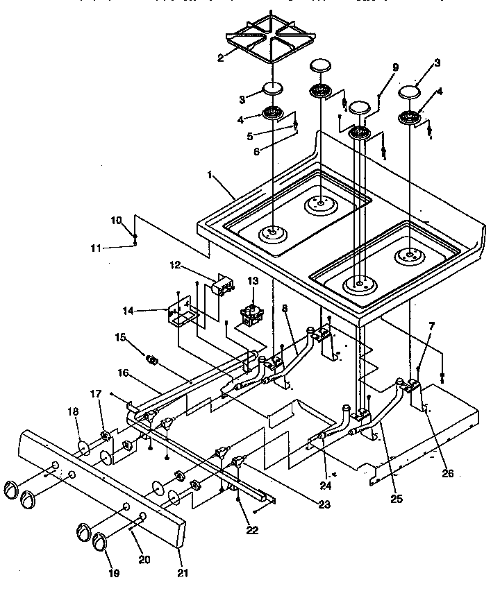 Main Top Diagram and Parts List for ARG7200L-P1143316NL  Amana Range