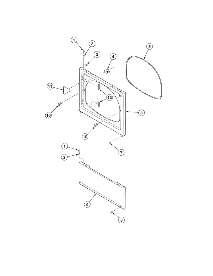 Access Panel/front Panel/seal Diagram and Parts List for ADE30RGS171TW01  Speed Queen Dryer