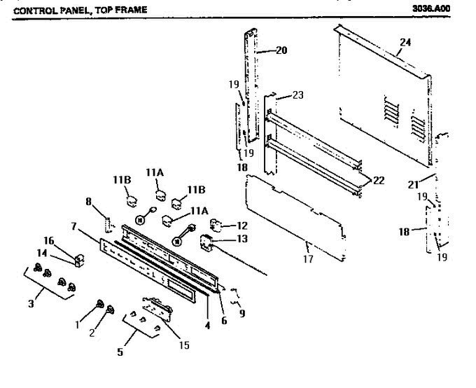 01 - Control Panel Diagram and Parts List for 3036A00  Litton Microwave