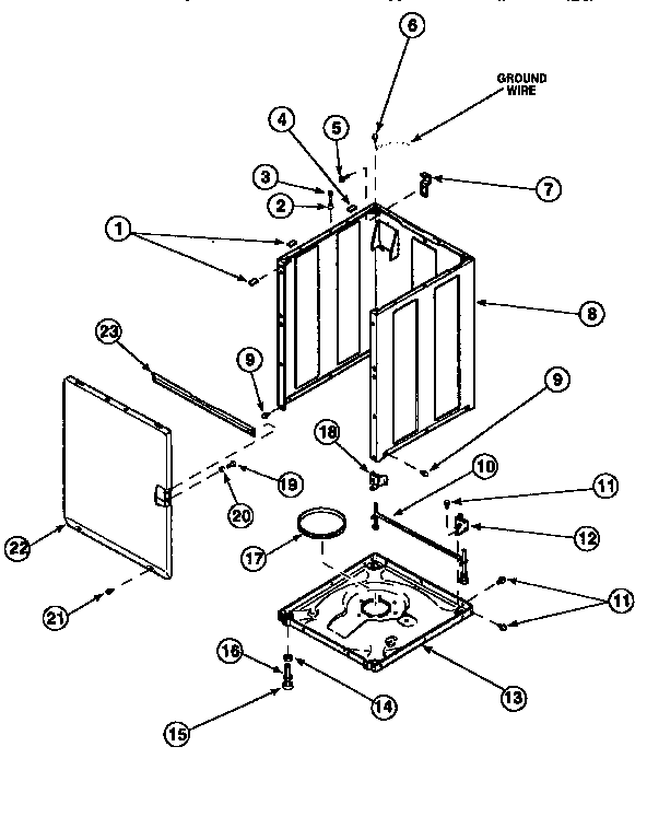 Front Panel, Base And Cabinet Diagram and Parts List for LWA90W PLWA90AW Amana Washer