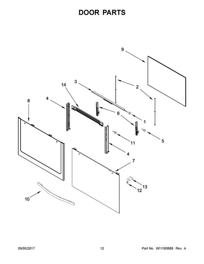 07 - Door Parts Diagram and Parts List for AGR5330BAB3  Amana Range