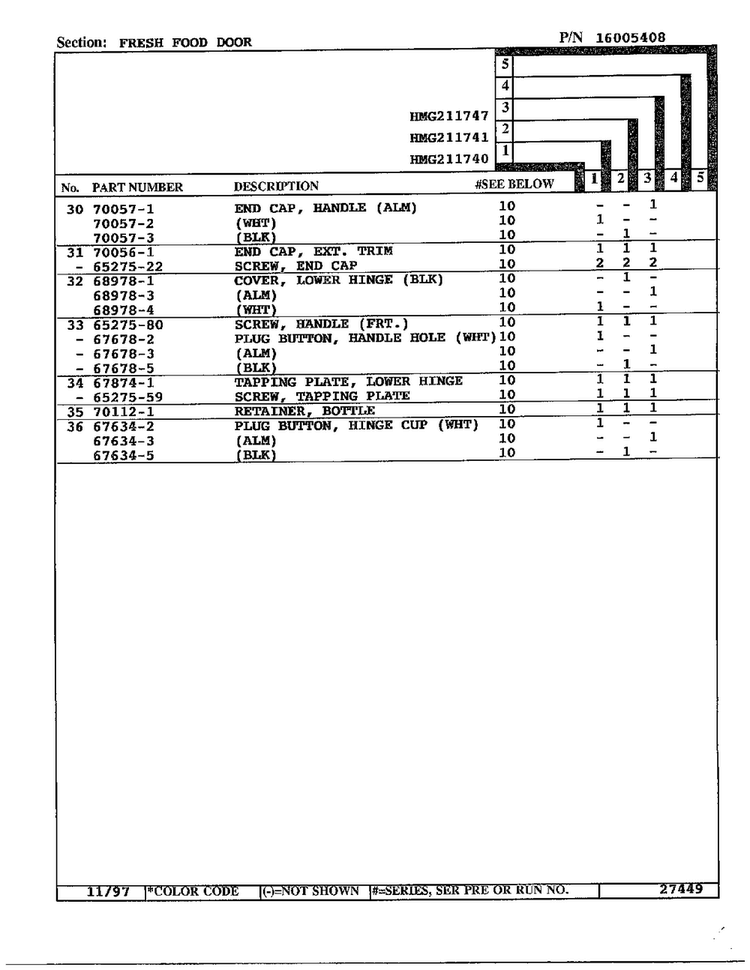 Fresh Food Door Page 3 Diagram and Parts List for 211740  Admiral Refrigerator