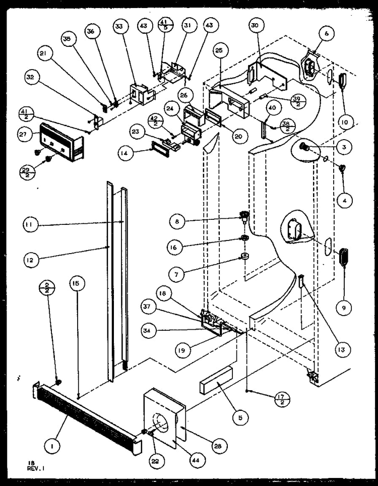 Refrigerator/freezer Controls And Cabinet Parts Diagram and Parts List for SQD25MB3W-P1153404WW  Amana Refrigerator