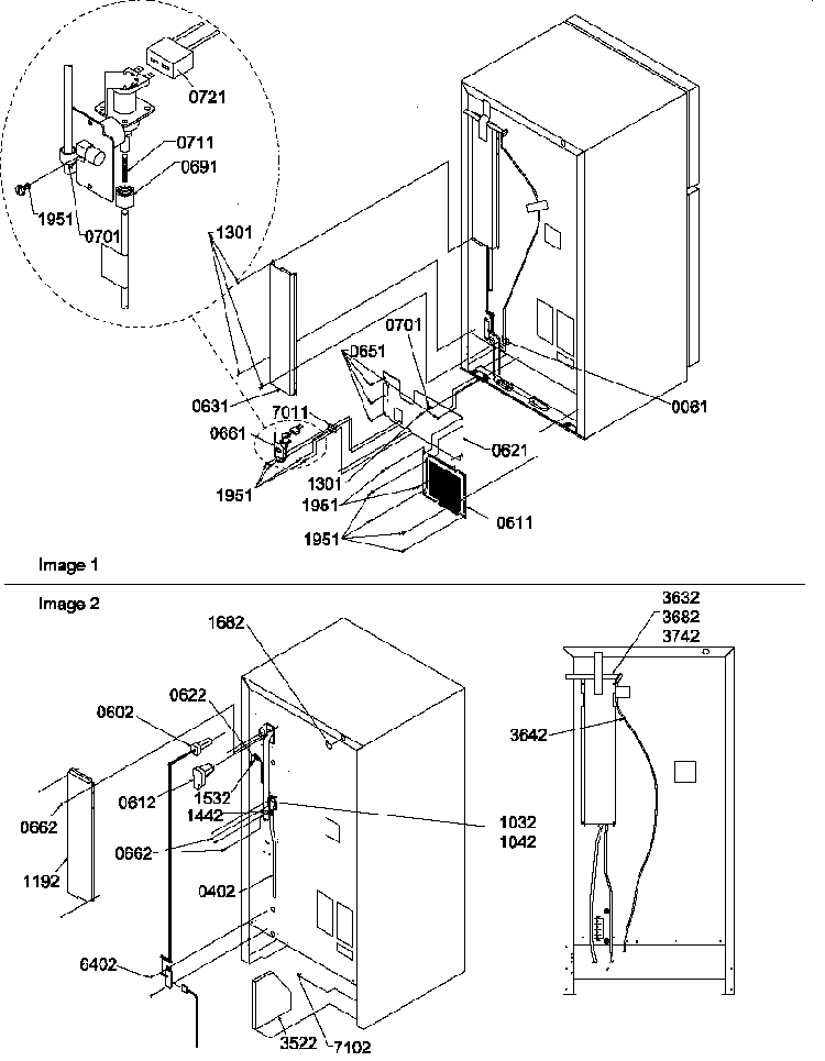 Cabinet Back Diagram and Parts List for TH21V2W-P1315901WW  Amana Refrigerator