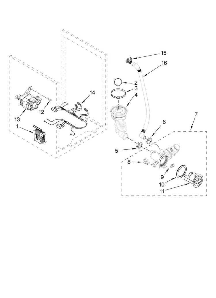 Pump And Motor Parts Diagram and Parts List for MHWE300VW11  Maytag Washer