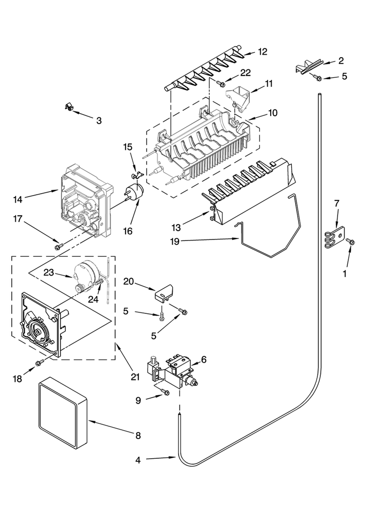 Icemaker Parts Diagram and Parts List for MSD2552VEB00  Maytag Refrigerator