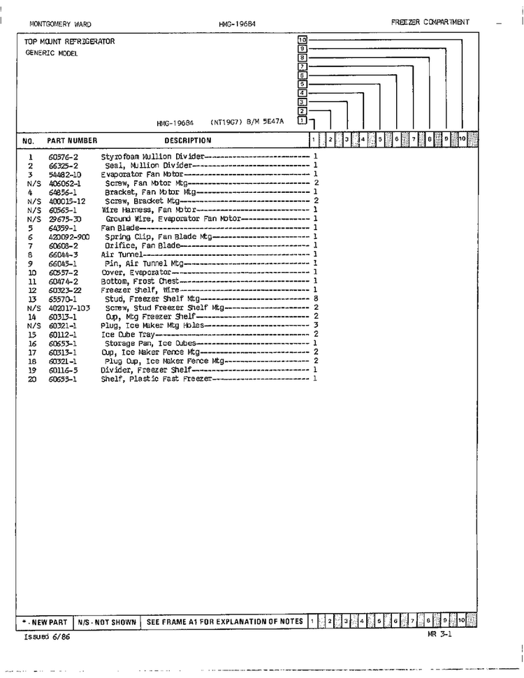 Freezer Compartment Page 2 Diagram and Parts List for 19684  Admiral Refrigerator