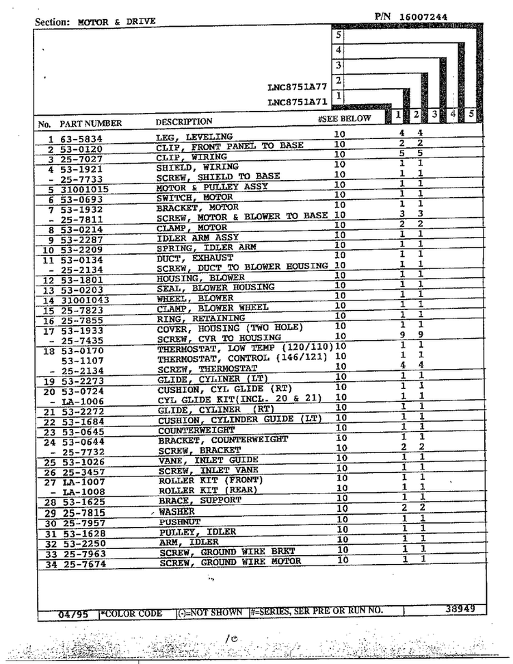 Motor And Drive Page 2 Diagram and Parts List for LNC8751A71  Maytag Dryer