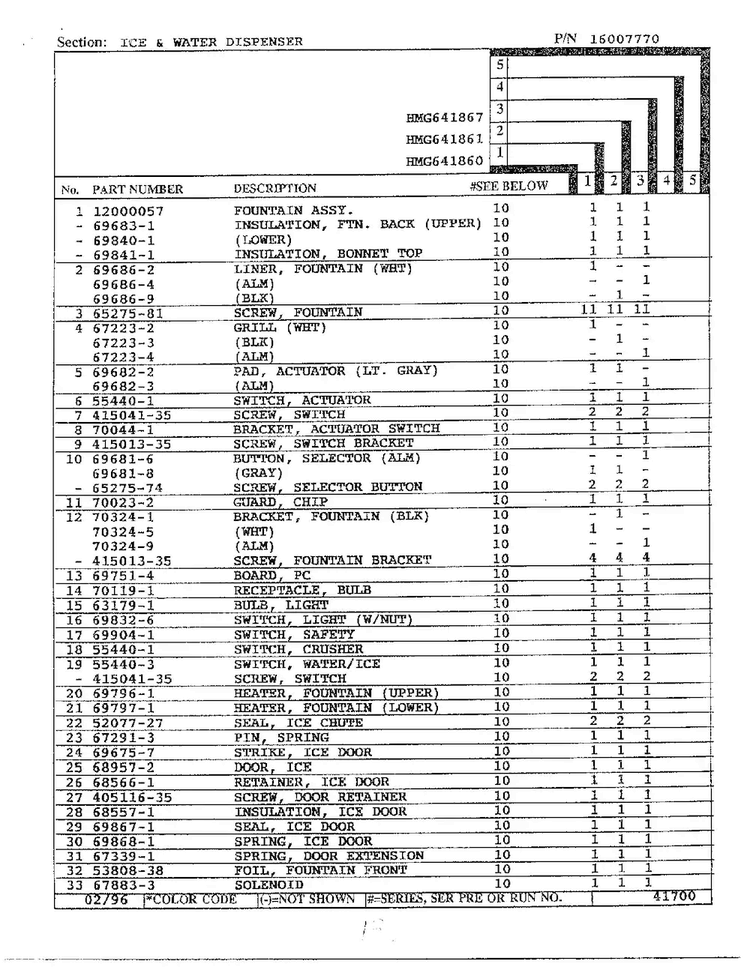 Ice/water Dispenser Page 2 Diagram and Parts List for HMG641861  Admiral Refrigerator
