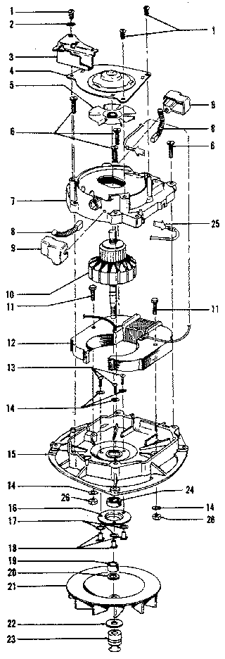 Motor Diagram and Parts List for U4727-900  Hoover Upright Vacuum