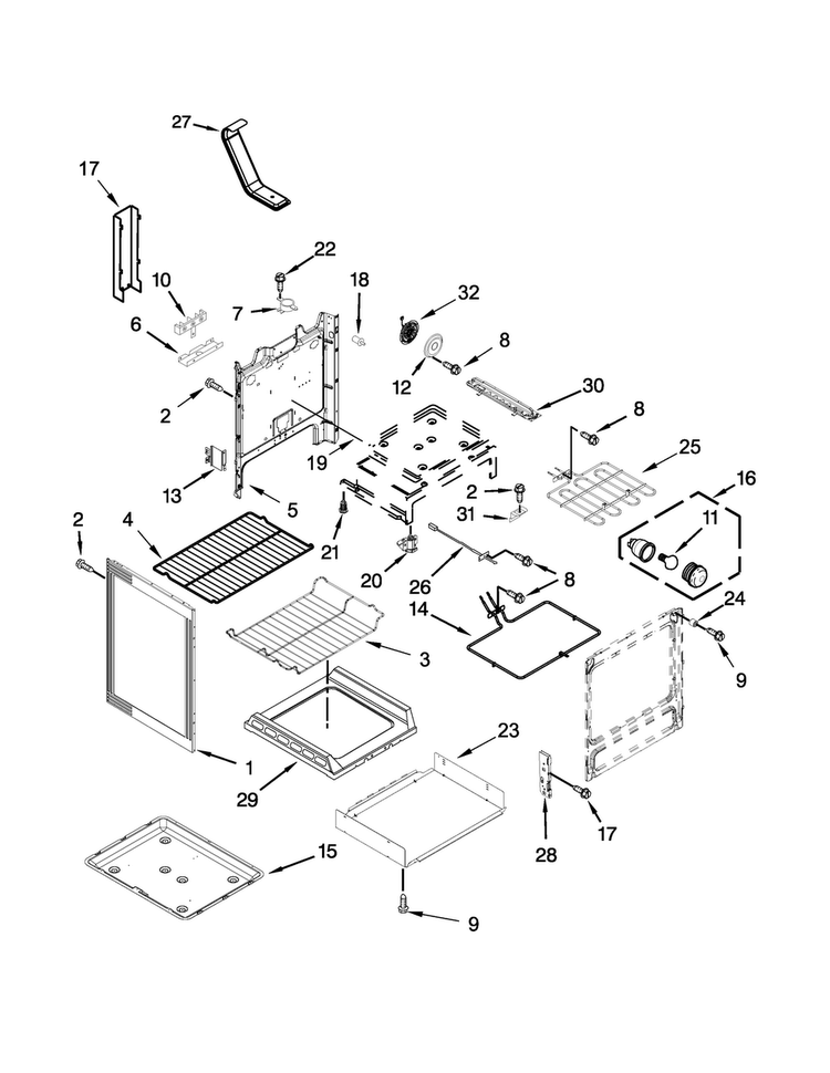 Chassis Parts Diagram and Parts List for MER8650ES0  Maytag Range