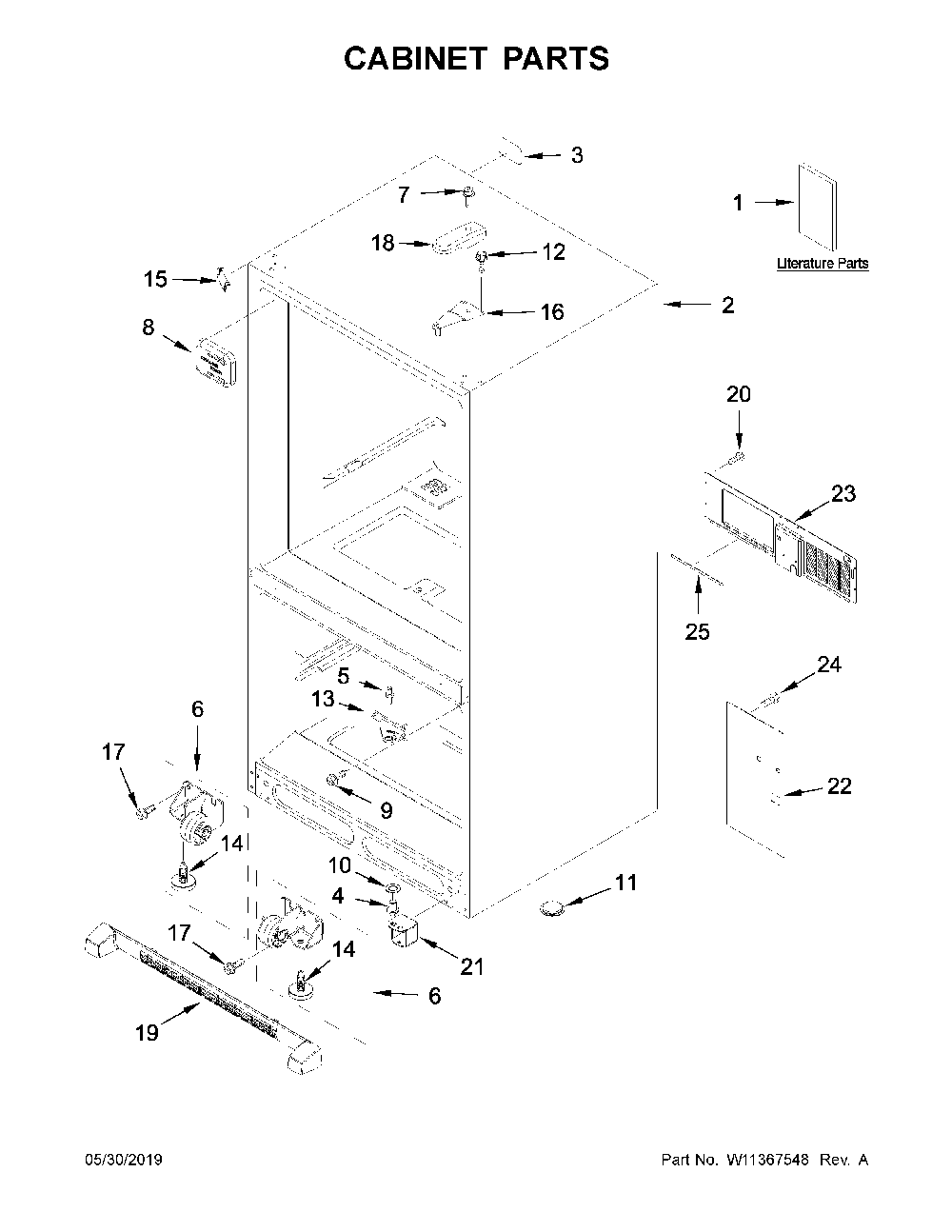 Cabinet Parts Diagram and Parts List for 59669319011  Kenmore Refrigerator