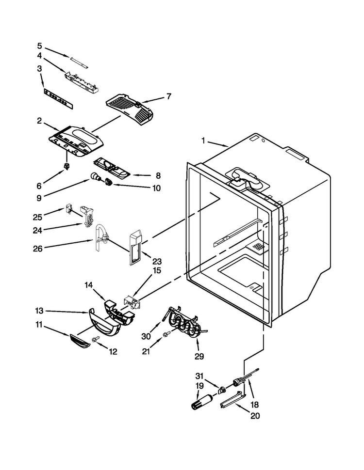 Refrigerator Liner Parts Diagram and Parts List for JFC2290VPR4  Jenn-Air Refrigerator