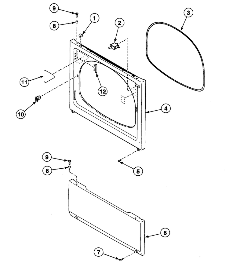 Front Panel Diagram and Parts List for SSG719LF  Speed Queen Dryer