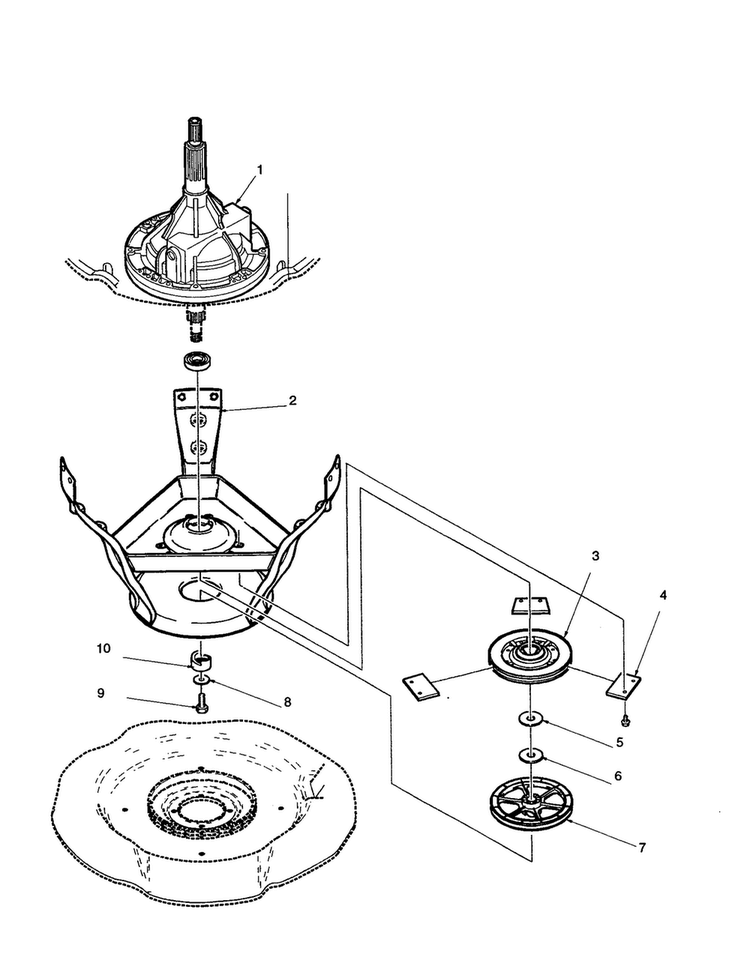 Bearing, Brake And Transmission Diagram and Parts List for ALW540RMW-PALW540RMW  Amana Washer