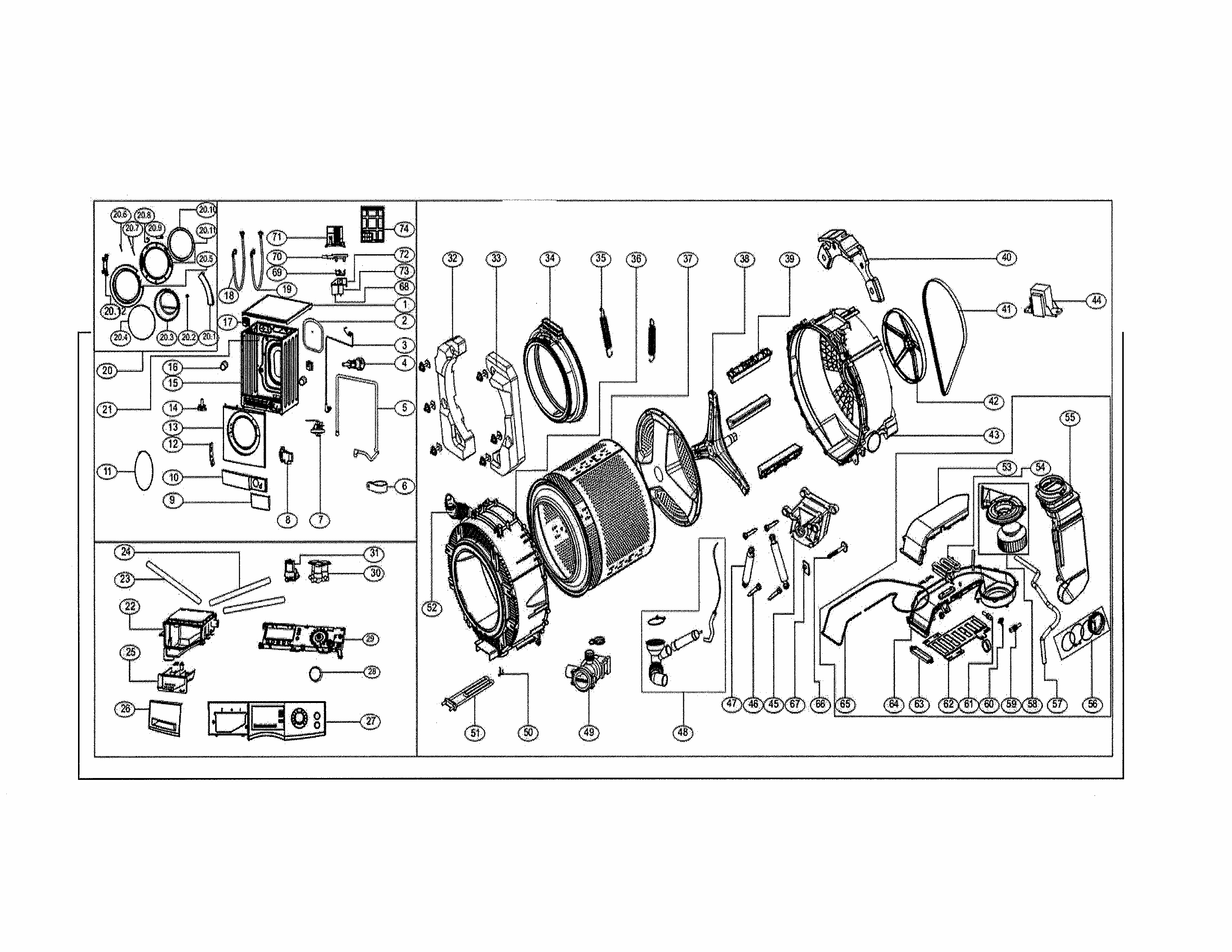 Laundry Center Diagram and Parts List for MCSCWD20W  Maytag Washer Dryer Combo