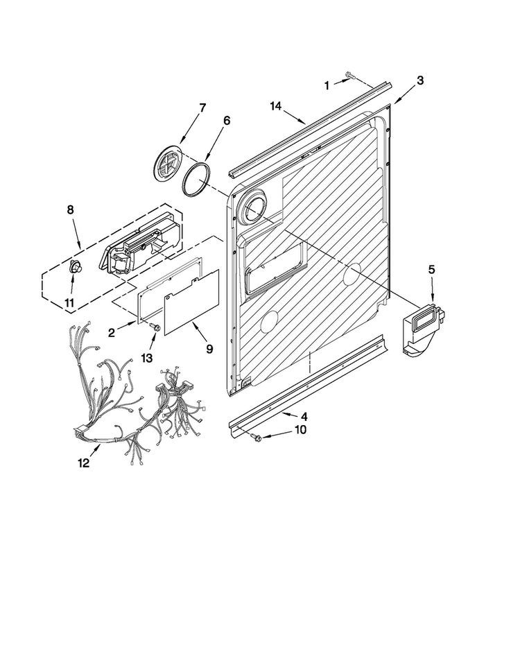 Inner Door Parts Diagram and Parts List for MDB8959AWB4  Maytag Dishwasher