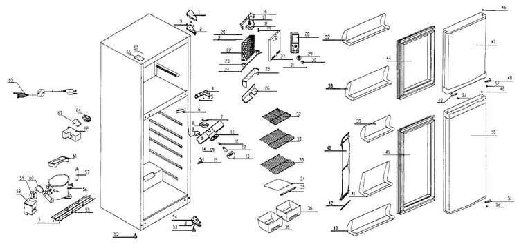 Cabinet Parts Diagram and Parts List for MCBR1010W  Magic Chef Refrigerator