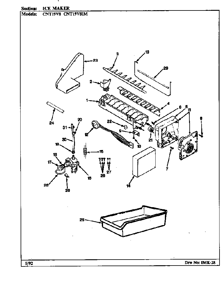 Ice Maker Diagram and Parts List for CNT19V8H BC54A Crosley Refrigerator