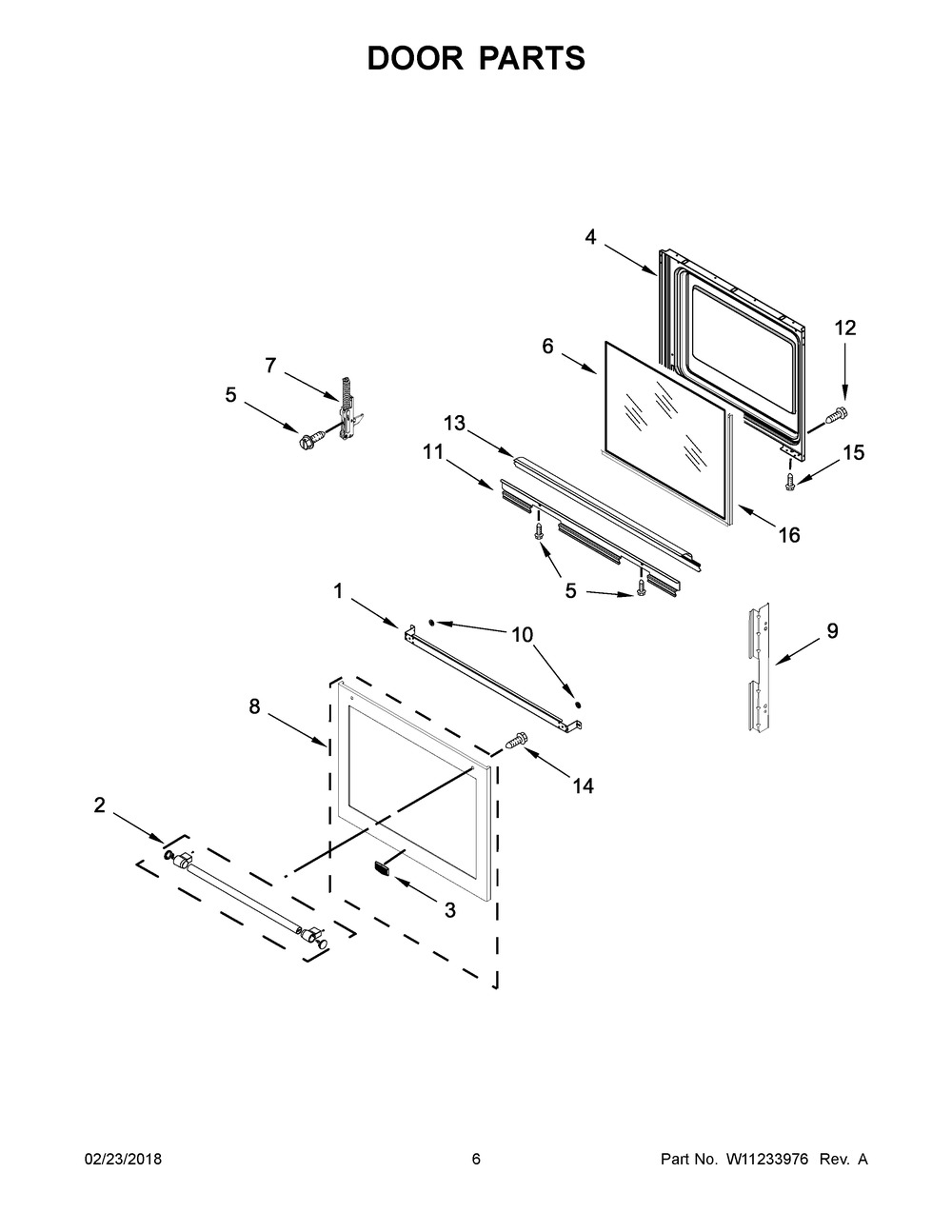 Door Parts Diagram and Parts List for MES8800FZ2  Maytag Range