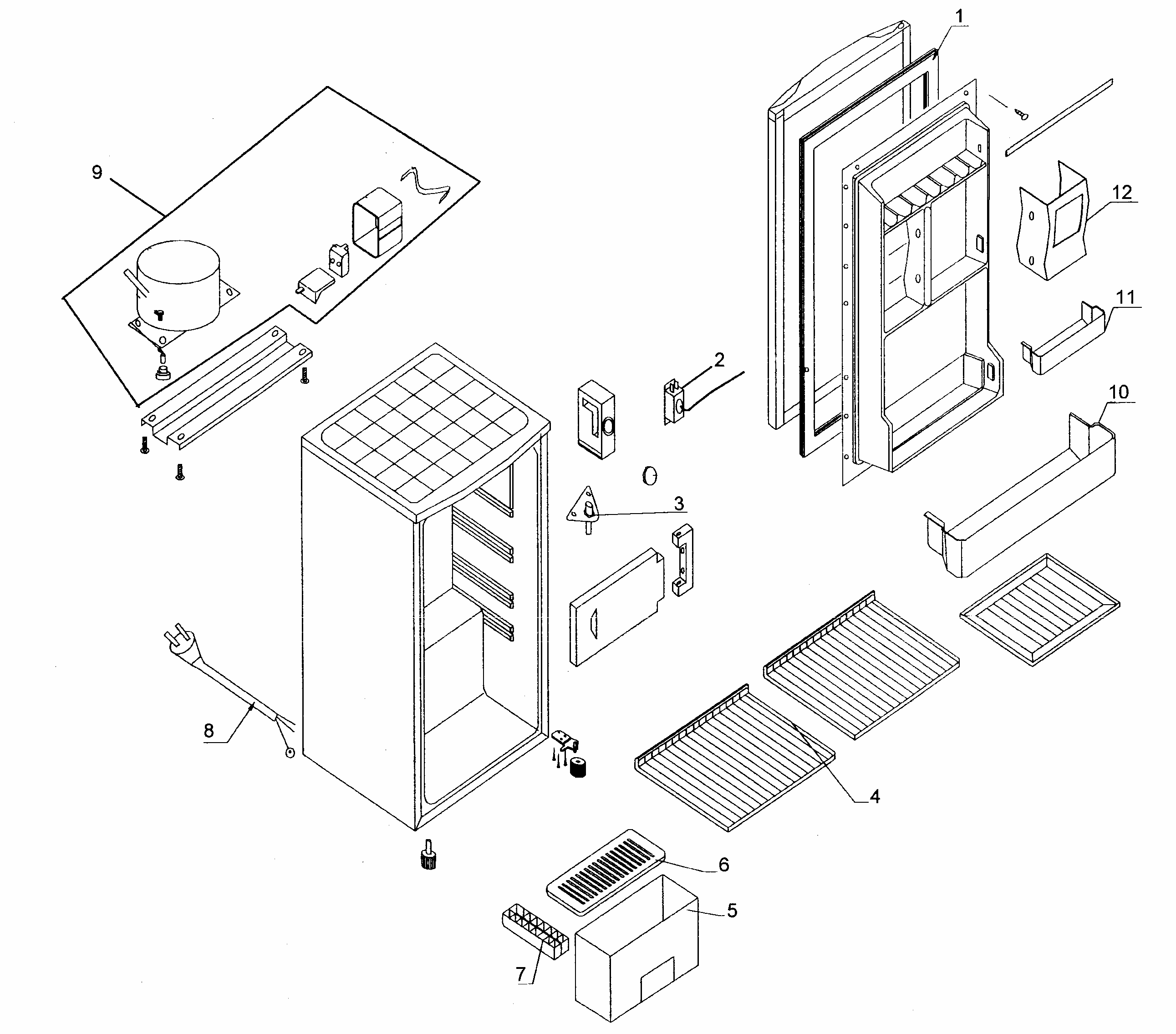 Refrigerator Diagram and Parts List for HS166R  Maytag Refrigerator
