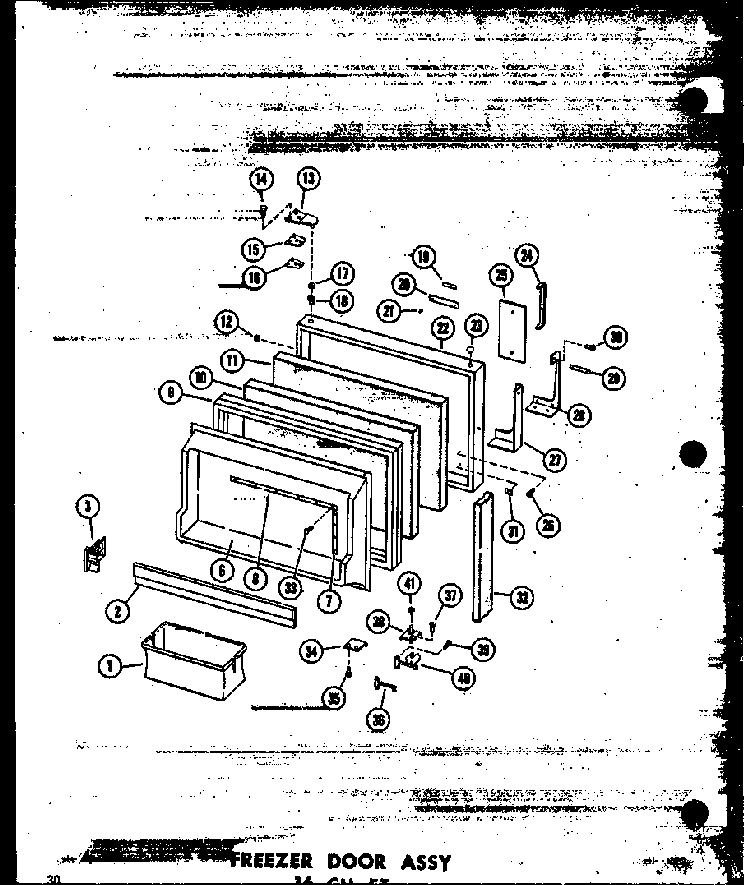 Freezer Door Assy 16 Cu. Ft. Diagram and Parts List for T16N-P60236-48W  Amana Refrigerator
