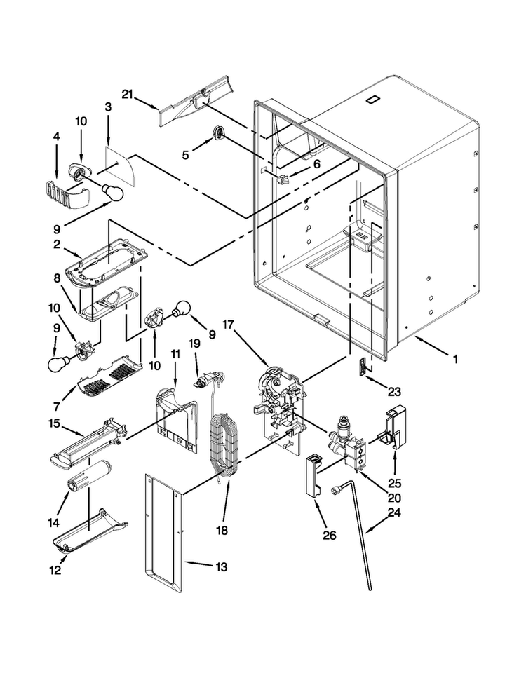 Refrigerator Liner Parts Diagram and Parts List for JFI2089AEP13  Jenn-Air Refrigerator