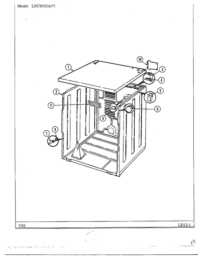 Cabinet Diagram and Parts List for 8433A  Norge Dryer
