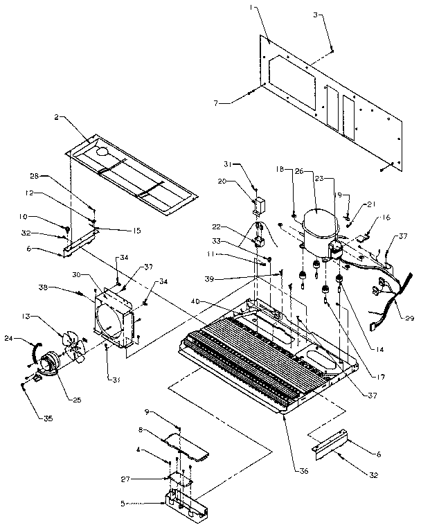 Machine Compartment Diagram and Parts List for SX22N-P1162703W  Amana Refrigerator