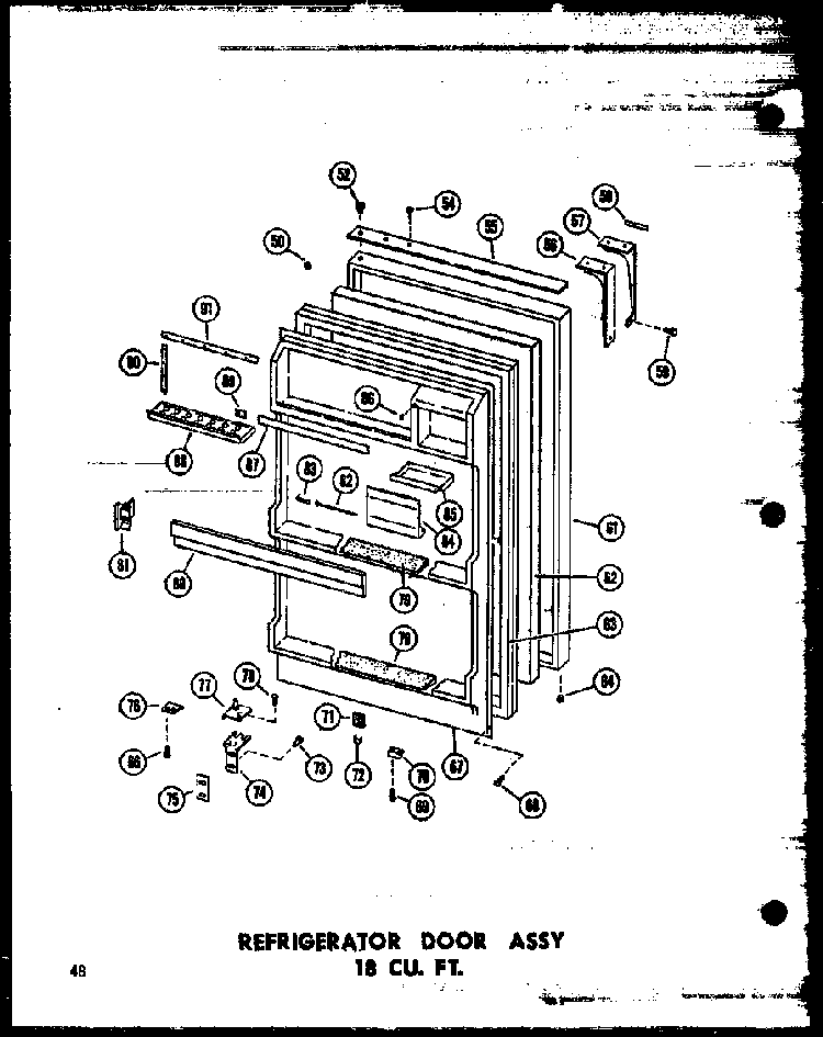 Refrigerator Door Assy 18 Cu. Ft. Diagram and Parts List for T16N-C-P60236-42WC  Amana Refrigerator