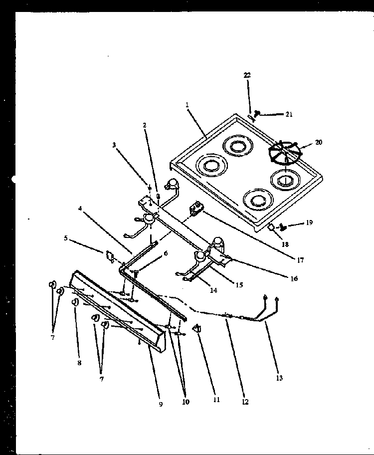 Maintop And Burners Diagram and Parts List for SBP26ZZW-P1142376NW  Amana Range