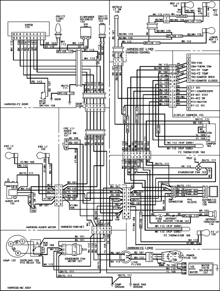 Wiring Information Diagram and Parts List for AC2225GEKB0  Amana Refrigerator