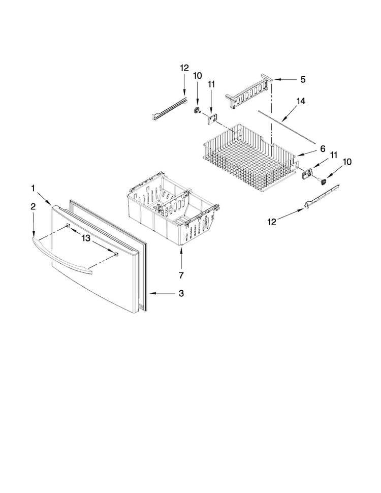 Freezer Door Parts Diagram and Parts List for MFI2670XEM5  Maytag Refrigerator