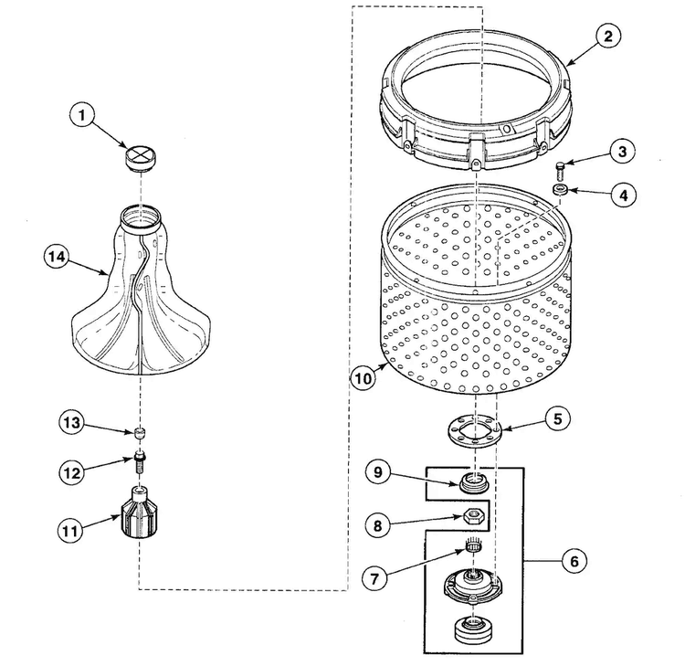 Agitator Diagram and Parts List for SWT921WN  Speed Queen Washer