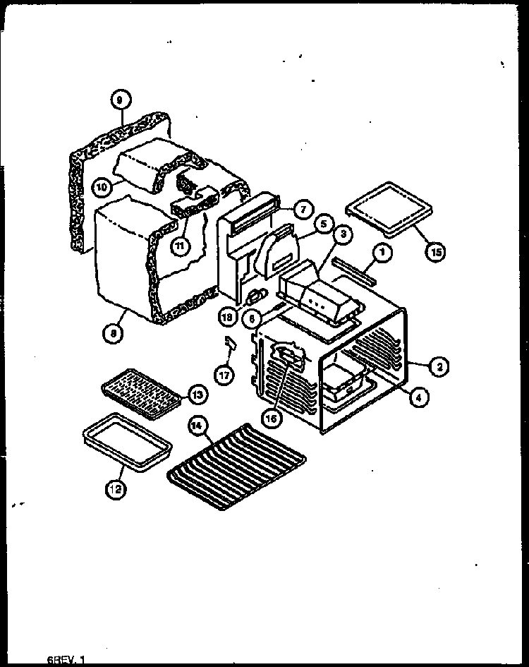 Oven Cavity Diagram and Parts List for RST378UW-P1141203NW  Caloric Range