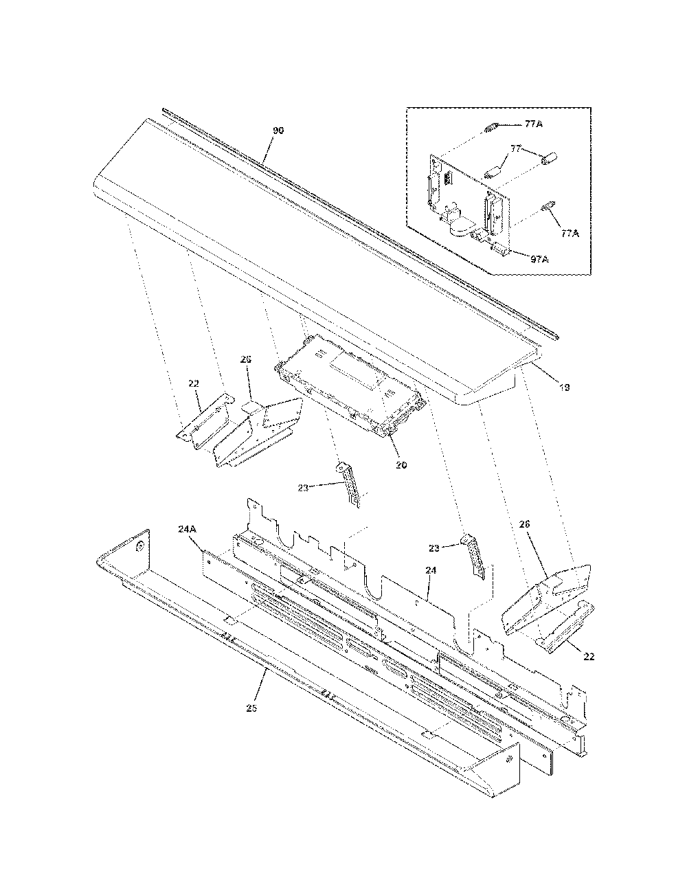 Backguard Diagram and Parts List for 79042569310  Kenmore Range