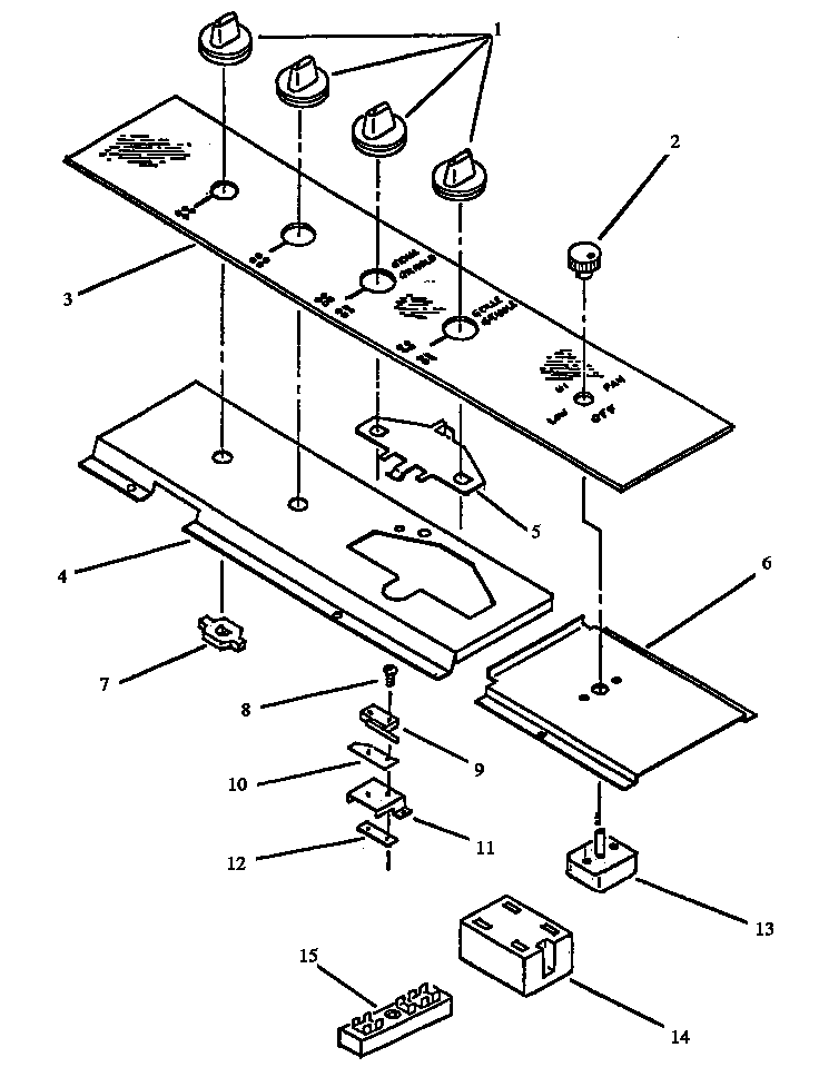 Control Panel Section Diagram and Parts List for AKDG1E1-P1131613NB  Amana Cooktop