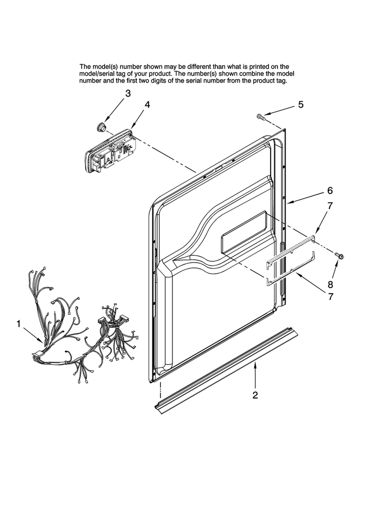 Door And Latch Parts Diagram and Parts List for MDB8851AWS45  Maytag Dishwasher