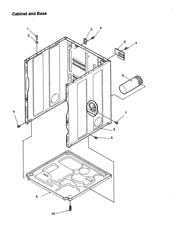 Cabinet And Base Diagram and Parts List for DLE330RC-PDLE330RC  Amana Dryer