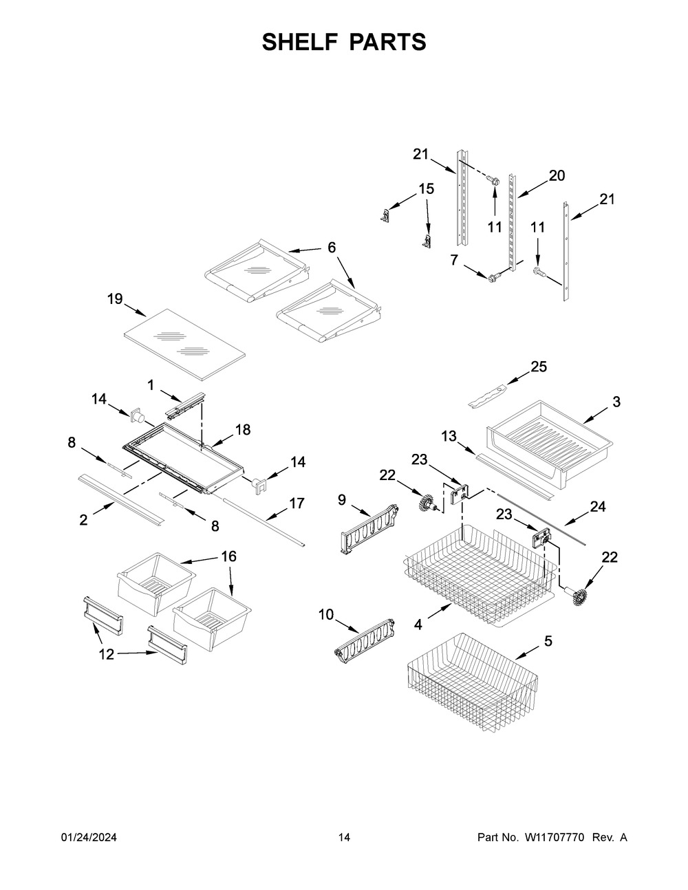 Shelf Parts Diagram and Parts List for MBB1957FEW05  Maytag Refrigerator
