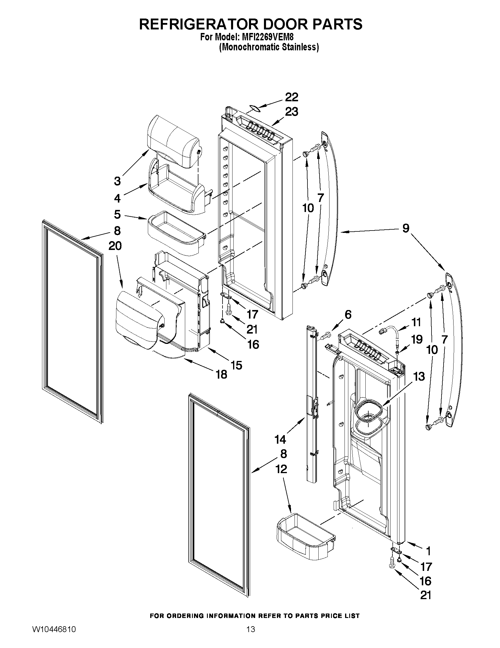 07 - REFRIGERATOR DOOR PARTS Diagram and Parts List for MFI2269VEM8  Maytag Refrigerator